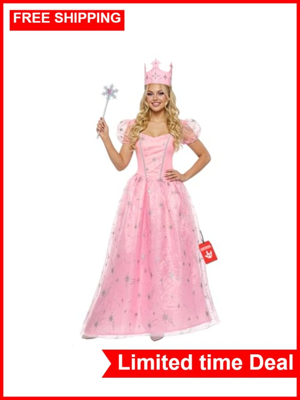 Women's Halloween Witch Costume Dress with Crown Wand